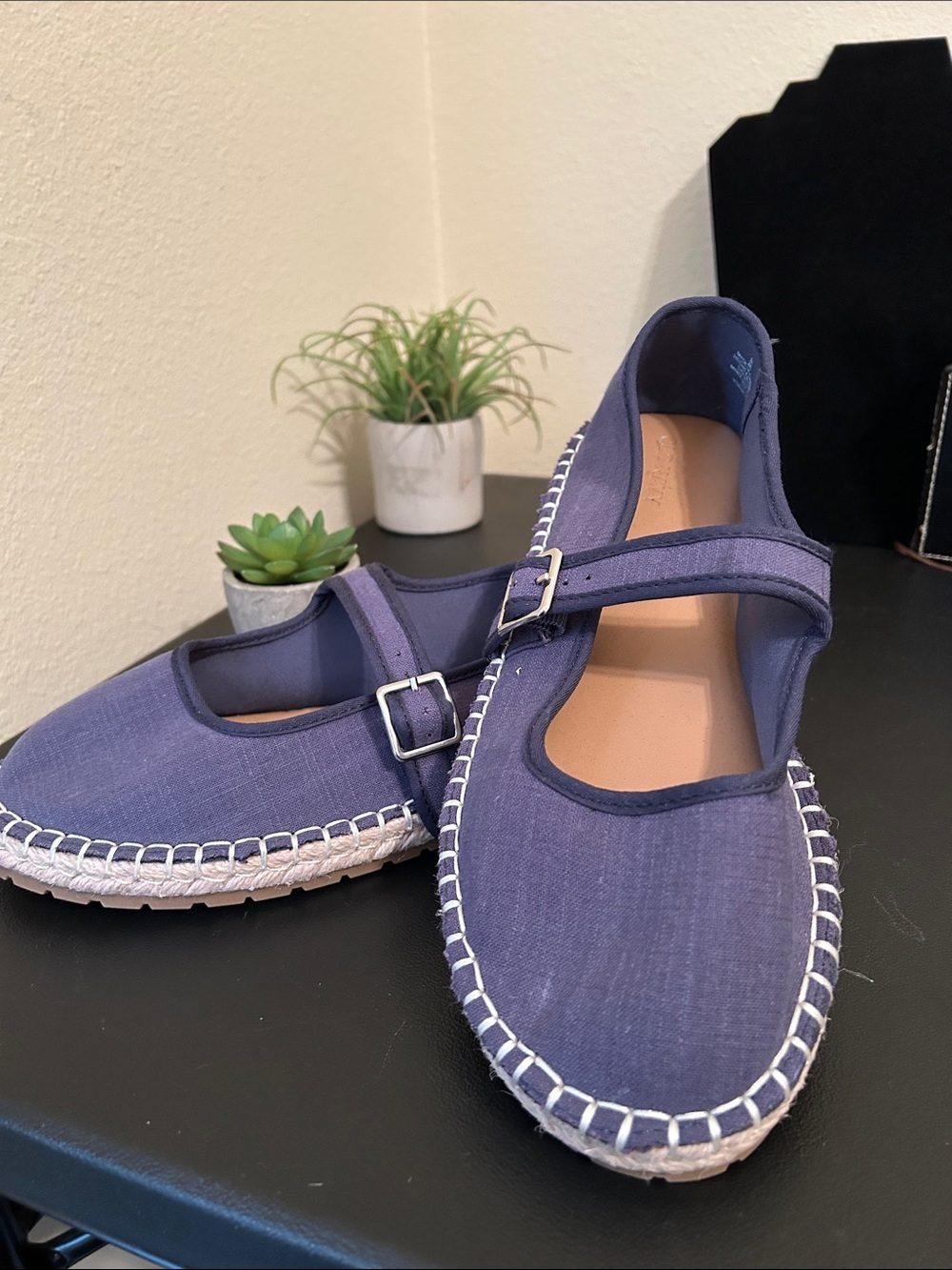 Old Navy Navy Canvas Mary Jane Espadrille Flats